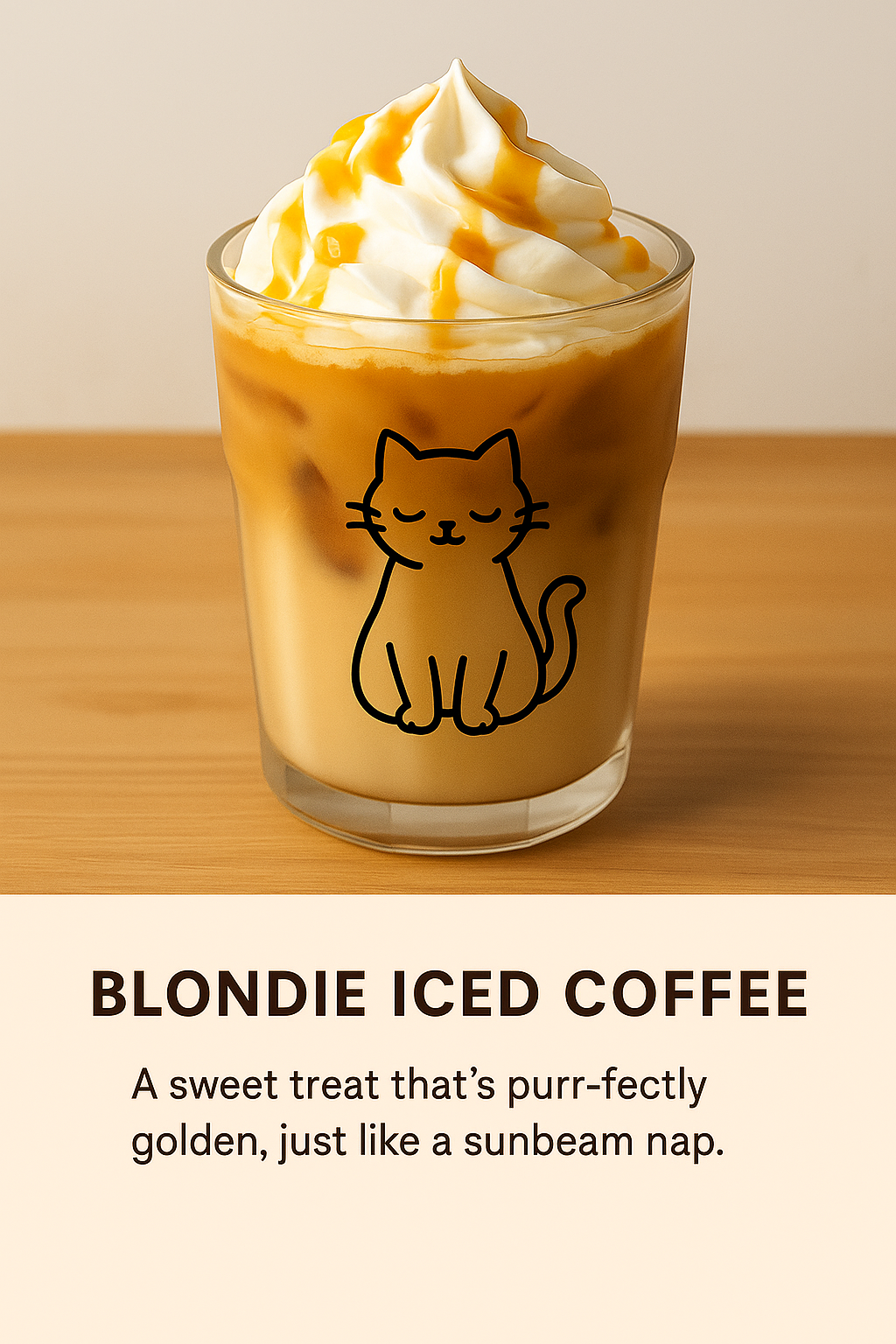 Iced Blondie Coffee with caramel drizzle